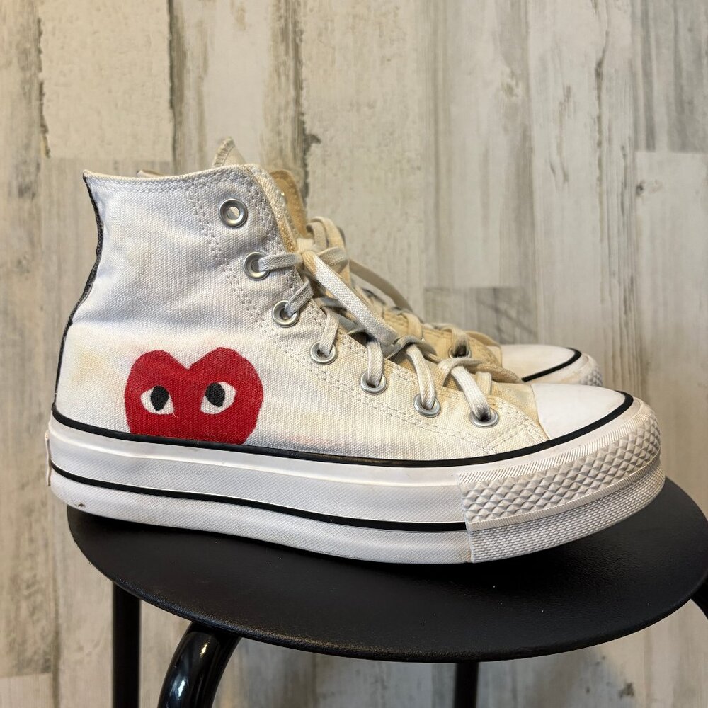 Comme des Garçons PLAY x Converse Women's Size 7 Chuck Taylor High Top Sneakers
